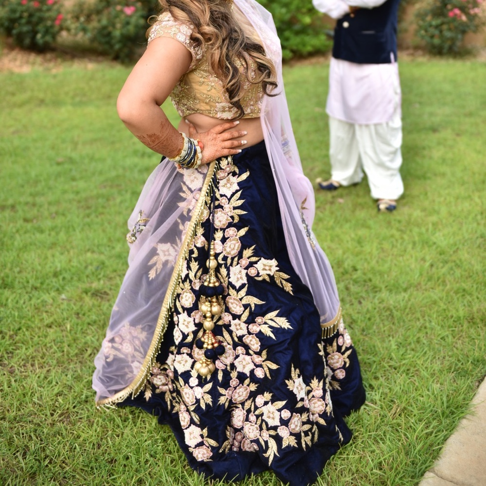 Heavy lehenga saree, fully embroidered work